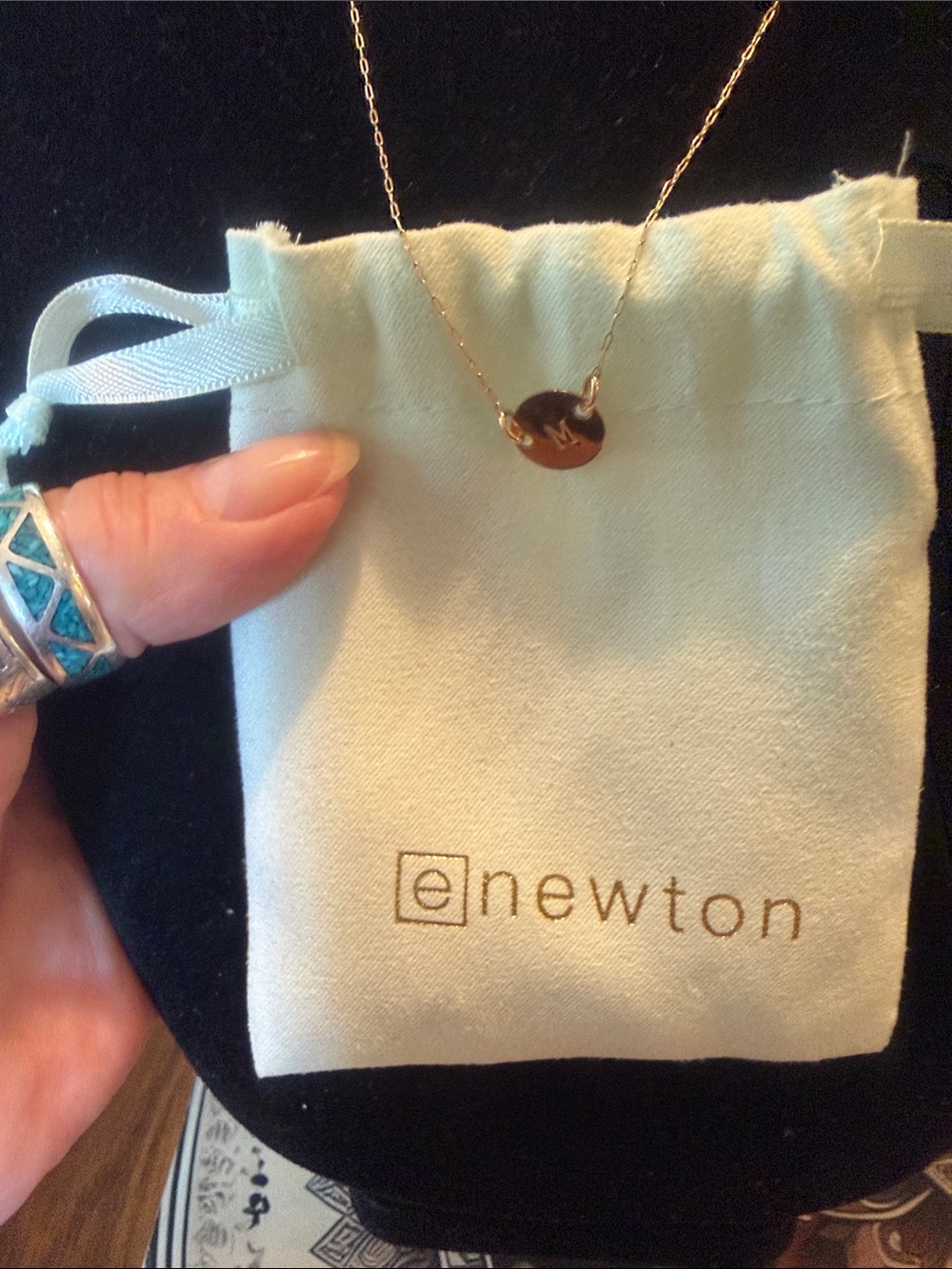 Newton Gold Initial 'M' Disc Necklace - Gold Pendant